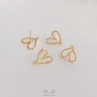 1 Pair 13*12.5mm Copper 14K Gold Plated Heart Shape Earring Findings main image 2
