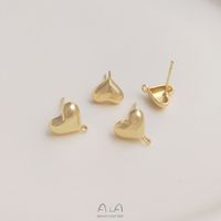 1 Pair 10 * 10mm Alloy 14K Gold Plated Heart Shape Earring Findings main image 3
