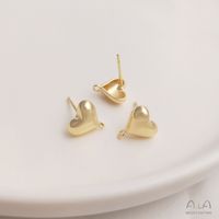 1 Pair 10 * 10mm Alloy 14K Gold Plated Heart Shape Earring Findings main image 2