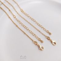 1 Piece 45+5cm Copper 14K Gold Plated Solid Color Polished Chain main image 5