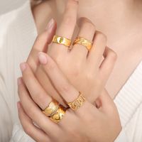 Titanium Steel 18K Gold Plated Elegant Simple Style Solid Color Plating Open Rings Rings main image 5
