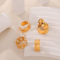 Titanium Steel 18K Gold Plated Elegant Simple Style Solid Color Plating Open Rings Rings main image 3