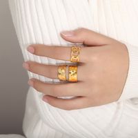 Titanium Steel 18K Gold Plated Elegant Simple Style Solid Color Plating Open Rings Rings main image 6