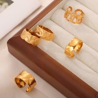 Titanium Steel 18K Gold Plated Elegant Simple Style Solid Color Plating Open Rings Rings main image 4