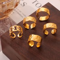 Titanium Steel 18K Gold Plated Elegant Simple Style Solid Color Plating Open Rings Rings main image 1