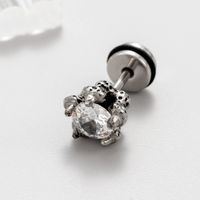 1 Piece Vintage Style Solid Color Inlay Stainless Steel Zircon Ear Studs main image 6