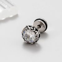 1 Piece Vintage Style Solid Color Inlay Stainless Steel Zircon Ear Studs main image 8