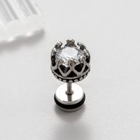 1 Piece Vintage Style Solid Color Inlay Stainless Steel Zircon Ear Studs main image 5