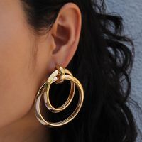 1 Pair Nordic Style Exaggerated Cool Style Circle Plating Metal Gold Plated Drop Earrings main image 1