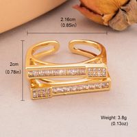 Wholesale Shiny Geometric Copper Inlay 18K Gold Plated Silver Plated Zircon Rings sku image 4