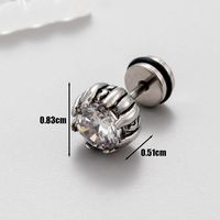 1 Piece Vintage Style Solid Color Inlay Stainless Steel Zircon Ear Studs main image 2