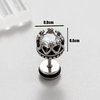 1 Piece Vintage Style Solid Color Inlay Stainless Steel Zircon Ear Studs sku image 2