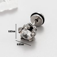 1 Piece Vintage Style Solid Color Inlay Stainless Steel Zircon Ear Studs sku image 3