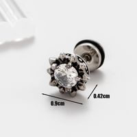 1 Piece Vintage Style Solid Color Inlay Stainless Steel Zircon Ear Studs sku image 4