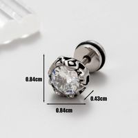 1 Piece Vintage Style Solid Color Inlay Stainless Steel Zircon Ear Studs sku image 5