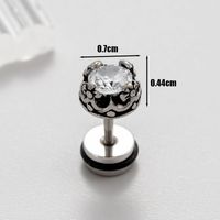 1 Piece Vintage Style Solid Color Inlay Stainless Steel Zircon Ear Studs sku image 6