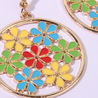 1 Pair Elegant Romantic Pastoral Flower Enamel Hollow Out Alloy Gold Plated Drop Earrings main image 6