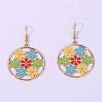 1 Pair Elegant Romantic Pastoral Flower Enamel Hollow Out Alloy Gold Plated Drop Earrings main image 3