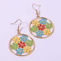 1 Pair Elegant Romantic Pastoral Flower Enamel Hollow Out Alloy Gold Plated Drop Earrings main image 5