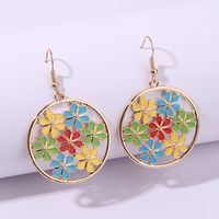 1 Pair Elegant Romantic Pastoral Flower Enamel Hollow Out Alloy Gold Plated Drop Earrings main image 1