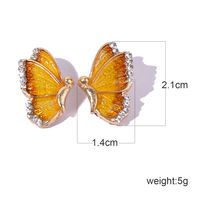 1 Par Romántico Dulce Artístico Mariposa Esmalte Embutido Aleación Diamantes De Imitación Chapado En Oro Pendientes main image 2