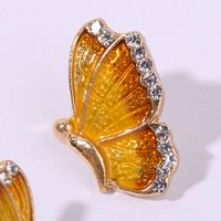 1 Par Romántico Dulce Artístico Mariposa Esmalte Embutido Aleación Diamantes De Imitación Chapado En Oro Pendientes main image 5