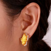 1 Pair Romantic Sweet Artistic Butterfly Enamel Inlay Alloy Rhinestones Gold Plated Ear Studs main image 7