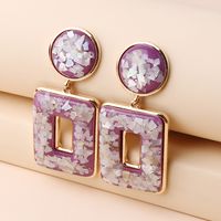 1 Pair IG Style Nordic Style Exaggerated Rectangle Hollow Out Inlay Alloy Resin Gold Plated Drop Earrings main image 4