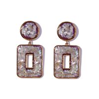 1 Pair IG Style Nordic Style Exaggerated Rectangle Hollow Out Inlay Alloy Resin Gold Plated Drop Earrings sku image 1