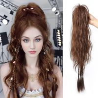 Women's Sweet Brown Casual Holiday Birthday Chemical Fiber Long Curly Hair Ponytail Wig Clips main image 1