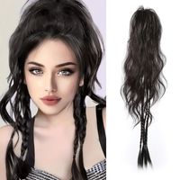 Women's Sweet Brown Casual Holiday Birthday Chemical Fiber Long Curly Hair Ponytail Wig Clips sku image 2