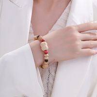 Chinoiserie Retro Klassischer Stil Geometrisch Runden Holzperlen Holz Perlen Frau Armbänder main image 10