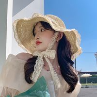 Women's Vacation Color Block Curved Eaves Sun Hat main image 9