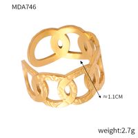 Titanium Steel 18K Gold Plated Elegant Simple Style Solid Color Plating Open Rings Rings sku image 3