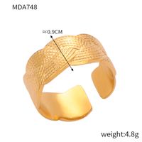 Titanium Steel 18K Gold Plated Elegant Simple Style Solid Color Plating Open Rings Rings sku image 5