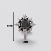 1 Piece Vintage Style Solid Color Inlay Stainless Steel Zircon Ear Studs main image 4