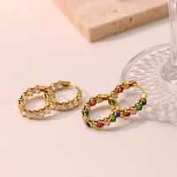 1 Pair Simple Style Geometric Inlay Stainless Steel Zircon White Gold Plated Gold Plated Earrings main image 5