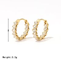 1 Pair Simple Style Geometric Inlay Stainless Steel Zircon White Gold Plated Gold Plated Earrings sku image 3