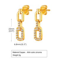 1 Pair IG Style Chain Inlay Copper Alloy Zircon 18K Gold Plated Drop Earrings main image 2