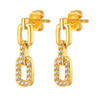 1 Pair IG Style Chain Inlay Copper Alloy Zircon 18K Gold Plated Drop Earrings main image 10