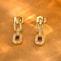1 Pair IG Style Chain Inlay Copper Alloy Zircon 18K Gold Plated Drop Earrings main image 7
