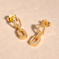 1 Pair IG Style Chain Inlay Copper Alloy Zircon 18K Gold Plated Drop Earrings main image 8