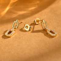 1 Pair IG Style Chain Inlay Copper Alloy Zircon 18K Gold Plated Drop Earrings main image 3