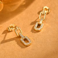 1 Pair IG Style Chain Inlay Copper Alloy Zircon 18K Gold Plated Drop Earrings main image 1