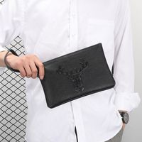 Men's Animal Leather Zipper Clutch Bag sku image 1