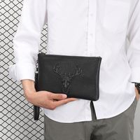 Men's Animal Leather Zipper Clutch Bag main image 4