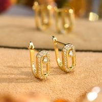 1 Paire Style IG Géométrique Incruster Alliage De Cuivre Zircon Plaqué Or 18K Des Boucles D'Oreilles main image 1