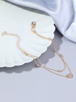 IG Style Heart Shape Solid Color Alloy Chain Inlay Rhinestones Gold Plated Women's Bracelets main image 4