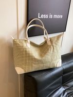 Women's Pu Leather Plaid Classic Style Zipper Duffel Bag main image 6