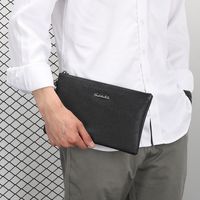 Men's Solid Color Leather Zipper Clutch Bag main image 3